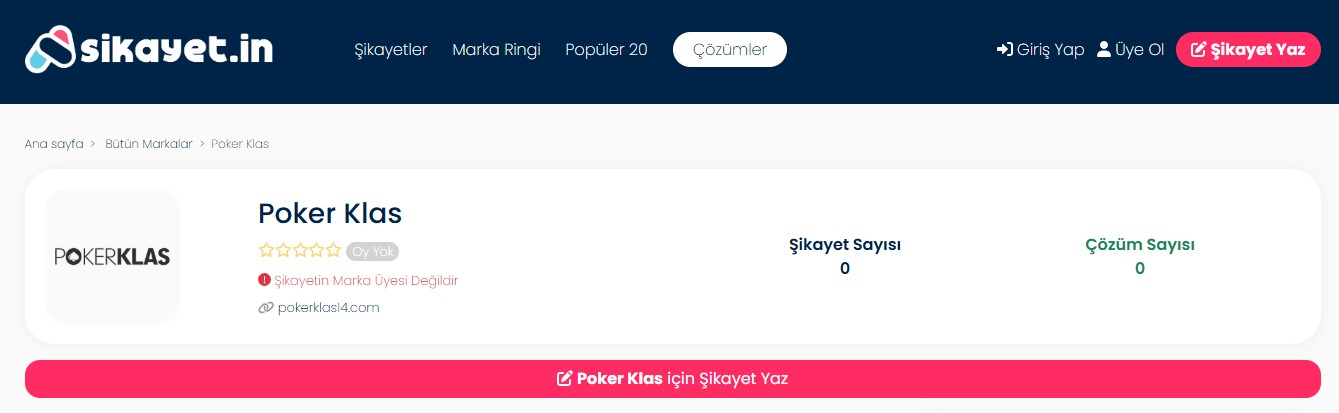 Pokerklas şikayetvar